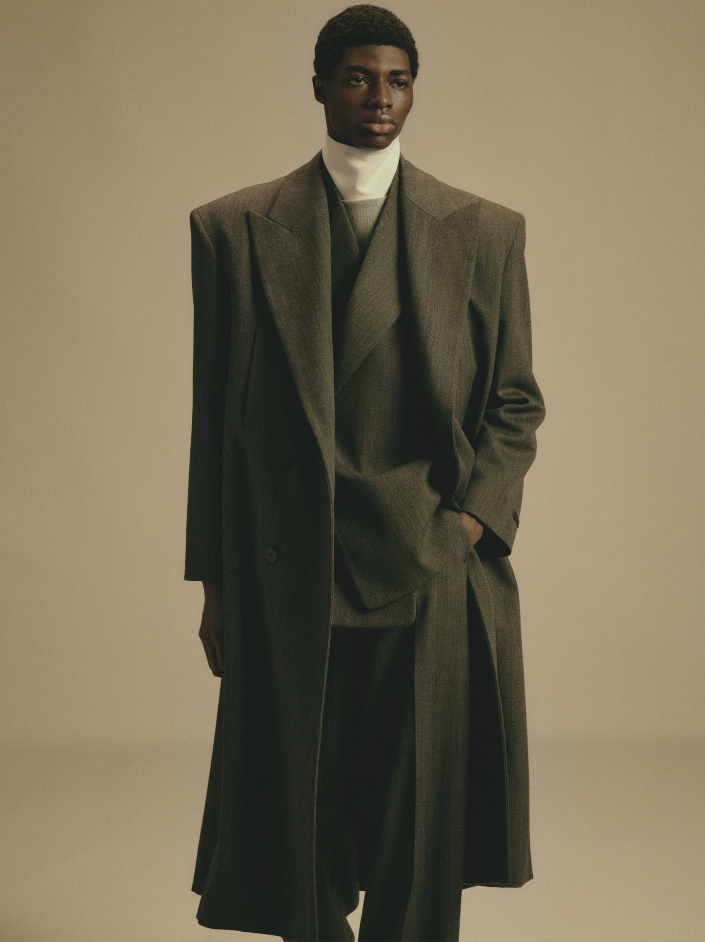 Wool Split High Neck Sweater