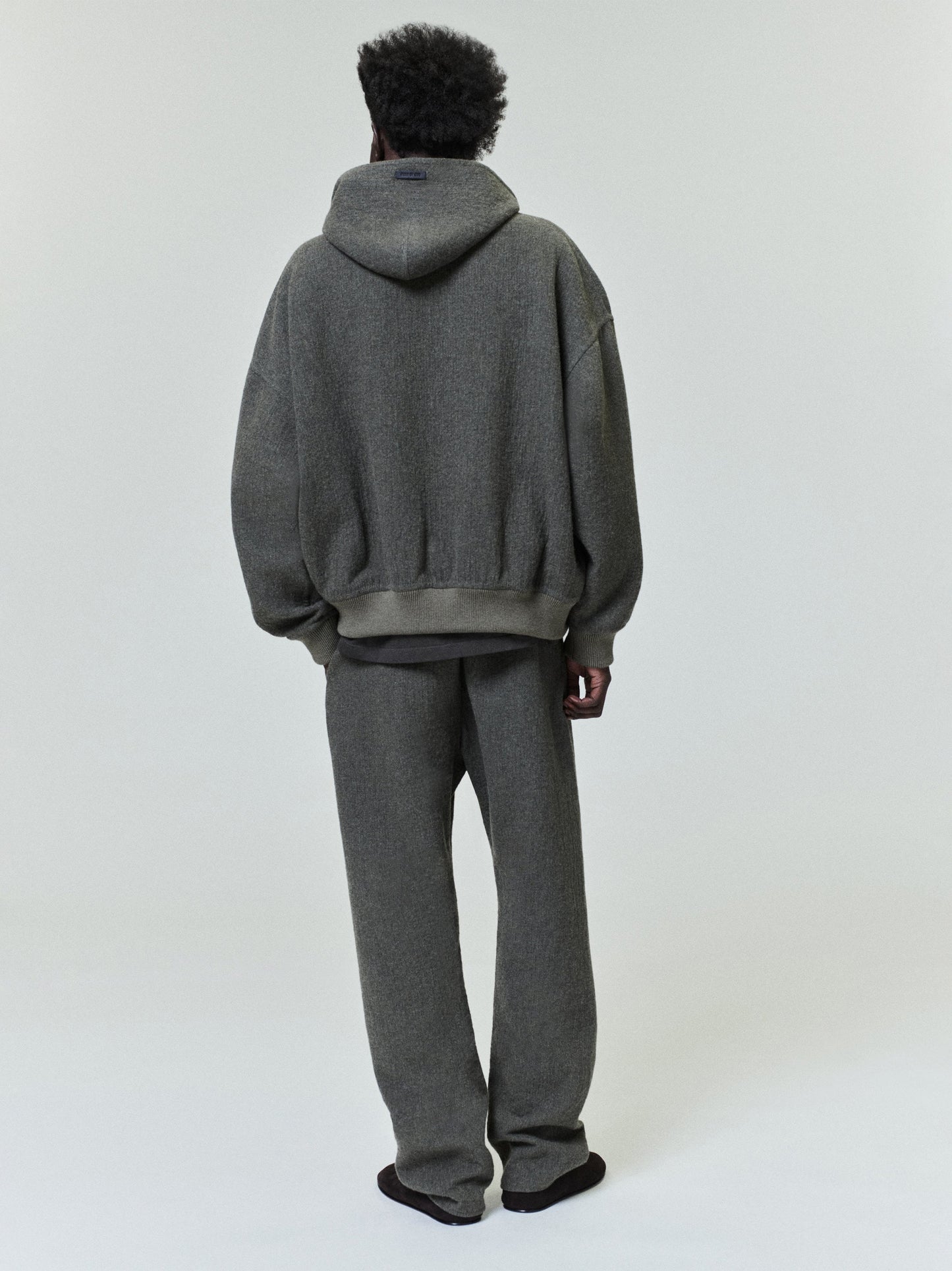 Textured Wool Zip Up Hoodie