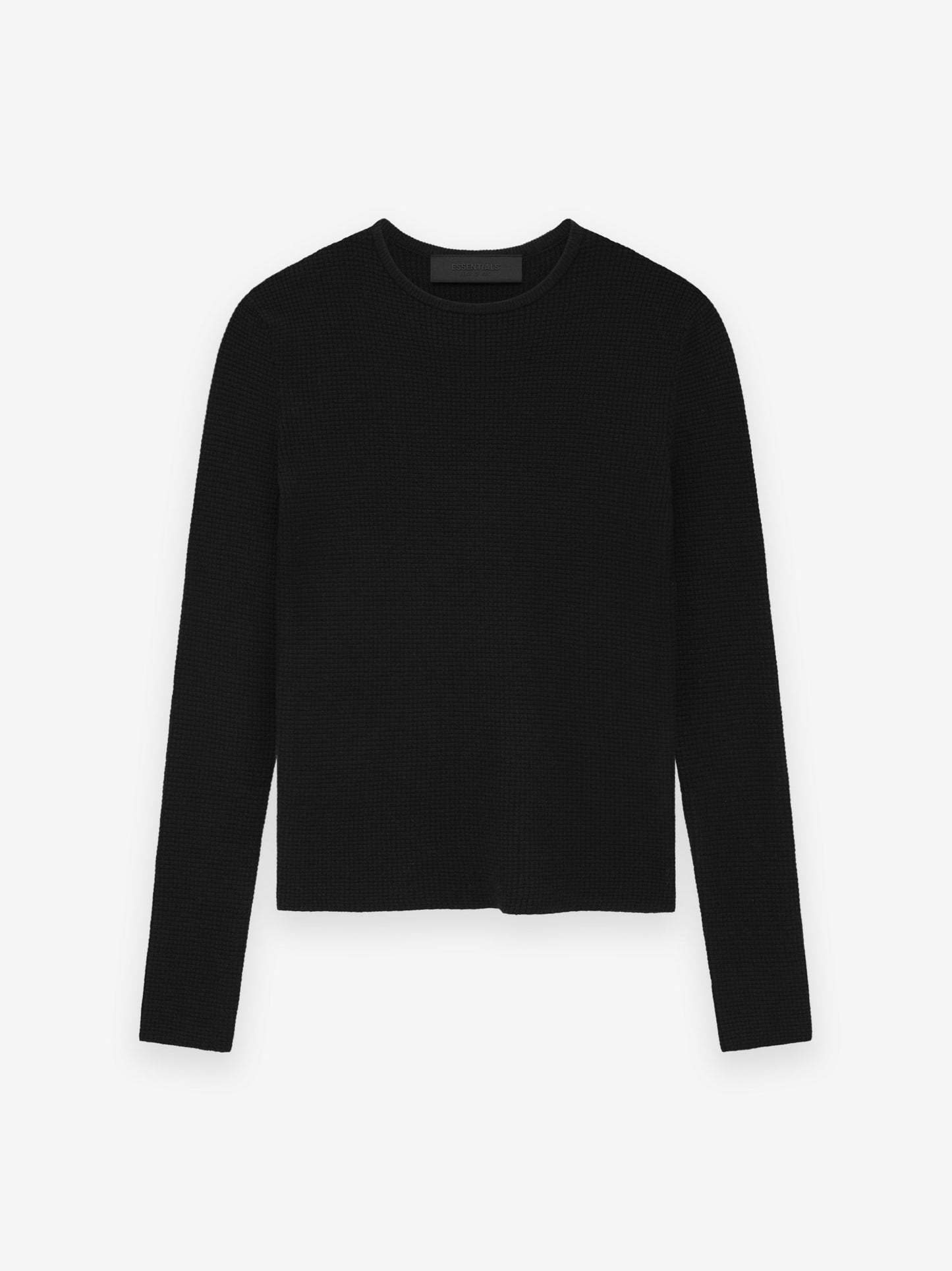 Womens Waffle Fitted Long Sleeve Sweater